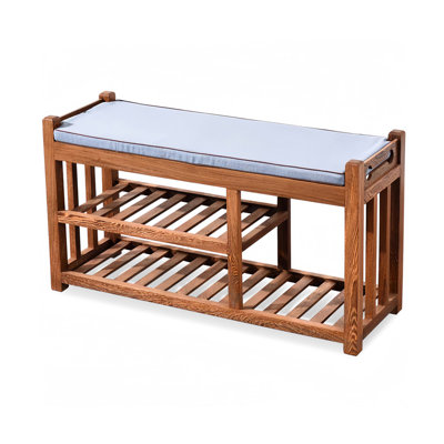 Banc de rangement pour chaussures en bois à double couche Modern Minimalist