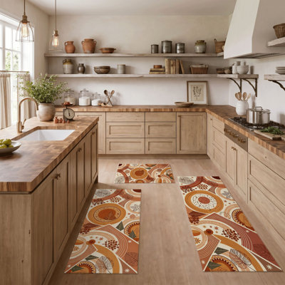Geometric Floral Non-Slip Washable Kitchen Mats