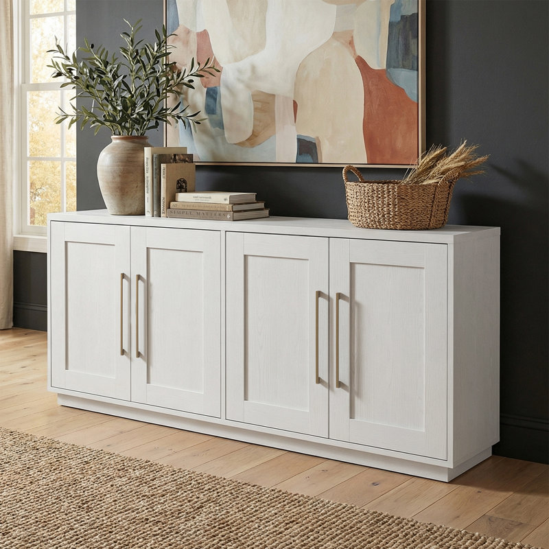 Tillman 68" Rectangular Buffet Table in White, White