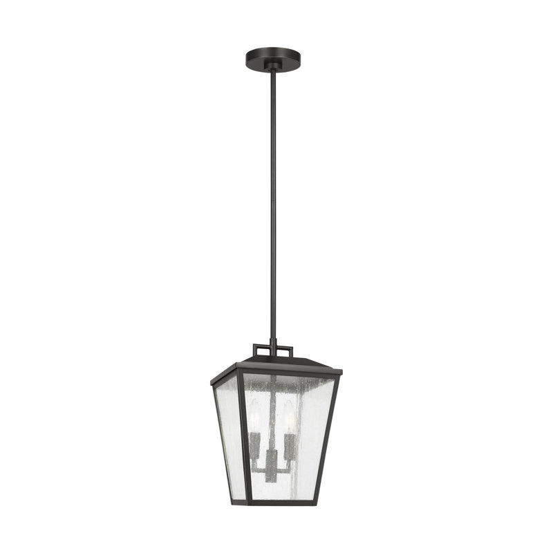Kennewick 2 Light Outdoor Fixture With Clear Seeded Shade, Antique Bronze
