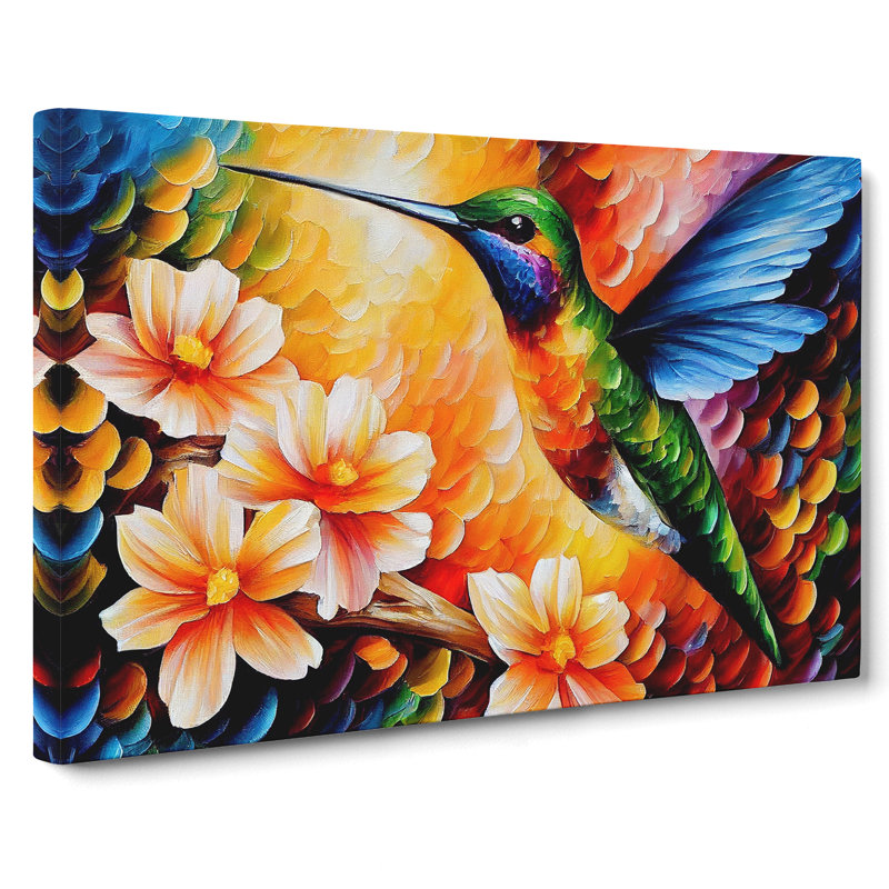 Hummingbird Painting Vol.3 Abstract - Wrapped Canvas, 40cm H x 60cm W x 3cm D