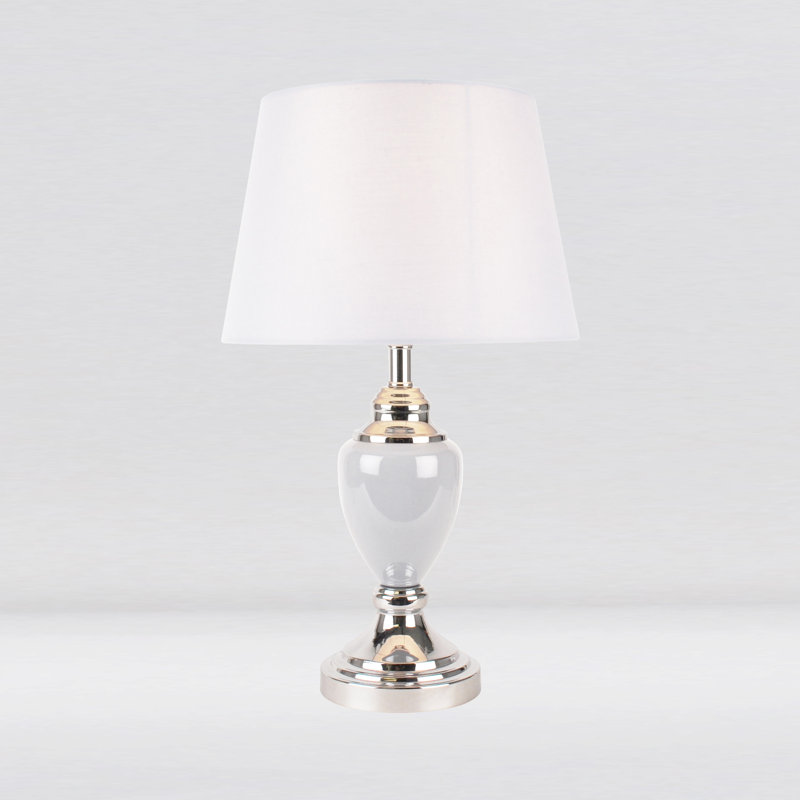 Petunia Table Lamp, White, Chrome/Grey
