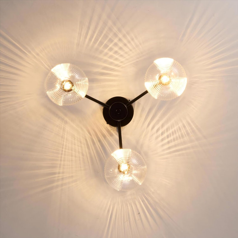 Glass Semi Flush Mount, Matte Black
