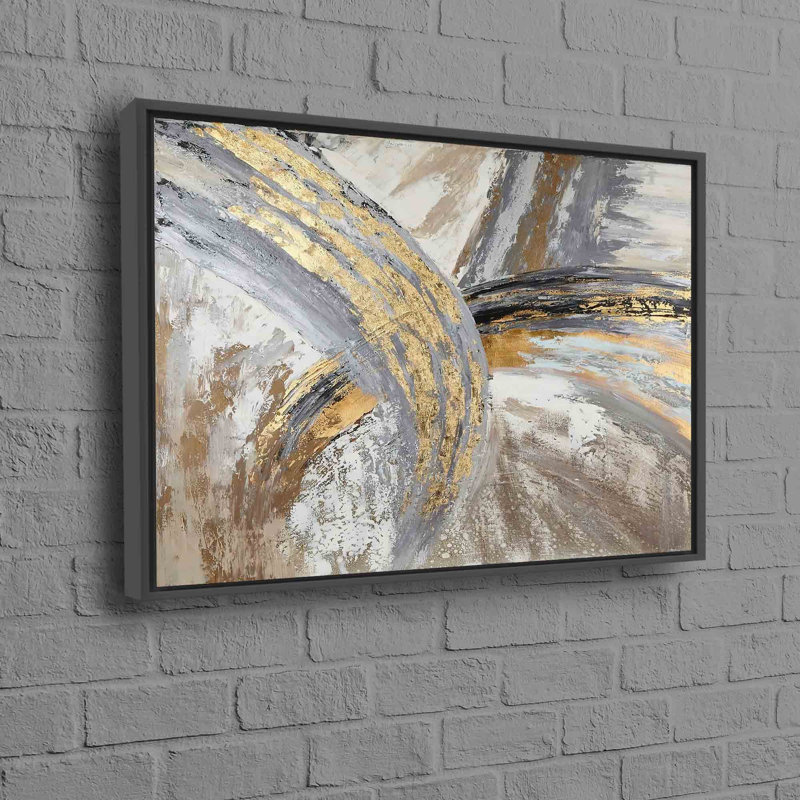 Marble Printed Abstract Modern Artwork And Luxury Wall Decor Features On A Canvas, 50 cm H x 70 cm W, Black Floater Framed