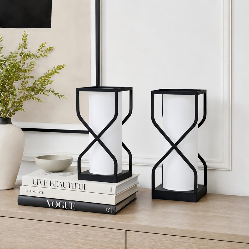 Metal Table Lamp, Natural White Linen