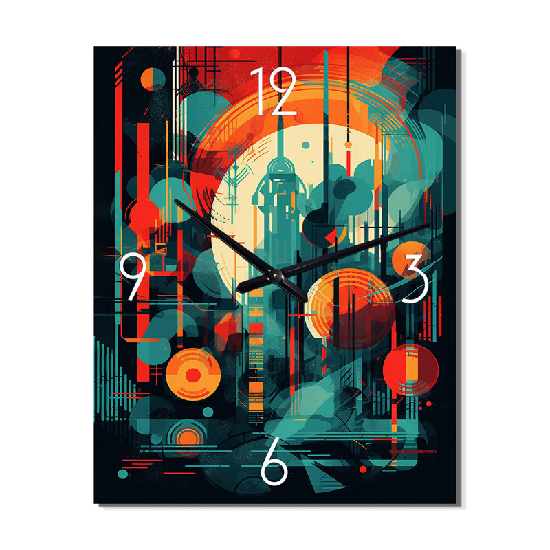 Jaipal - Horloge murale abstraite Mid-Century, H 32 po x l 16 po x P 1 po