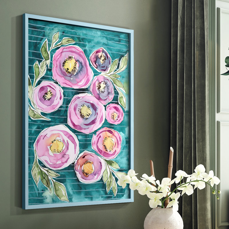 Impression encadrée Floral Radiance II - bois massif, H 10 po x l 8 po, Bleu
