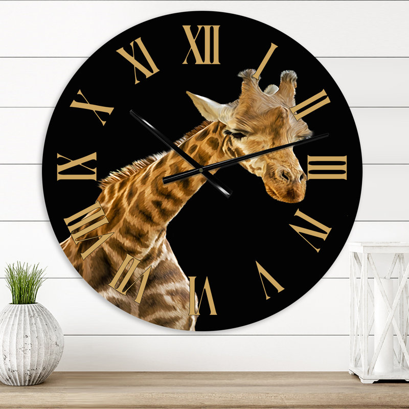 Portrait d'une girafe VI - Horloge murale de ferme, Moyen