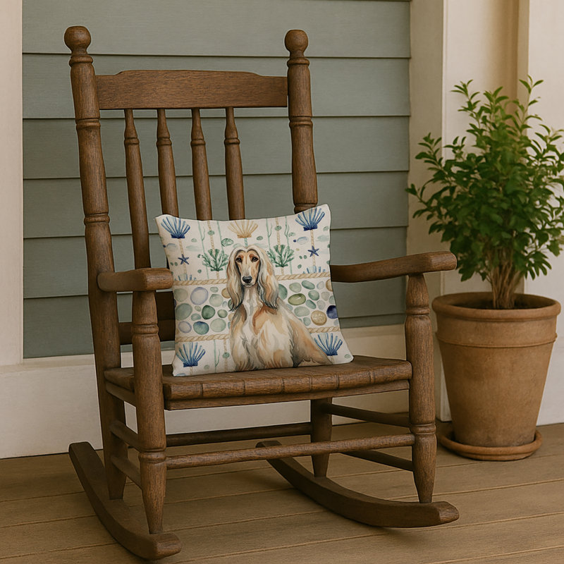 Coussin en verre afghan Coastal Sea, Carré 14 po, Afghan Hound