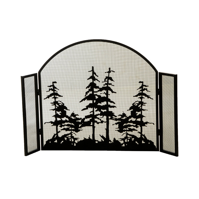 Pare-étincelles 3 panneaux Tall Pines, H 34 po x l 50 po, Noir mat