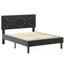 Structure de lit plateforme double pleine grandeur avec tête de lit tapissier et lattes de bois - aucun sommier requis, assemblage facile, noir-1225327113