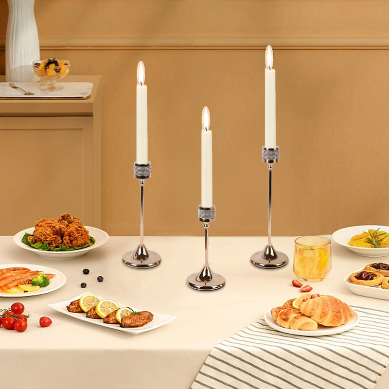 3 Piece Metal Tabletop Candlestick Set
