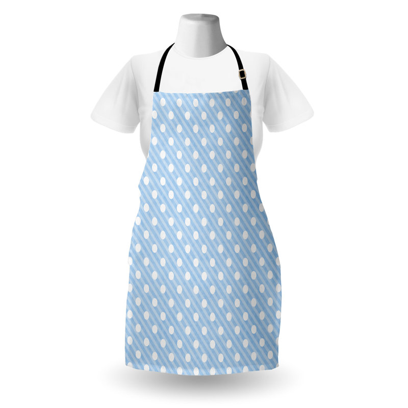 Tablier blanc unisexe, à pois nostalgiques, taille adulte, bleu pâle