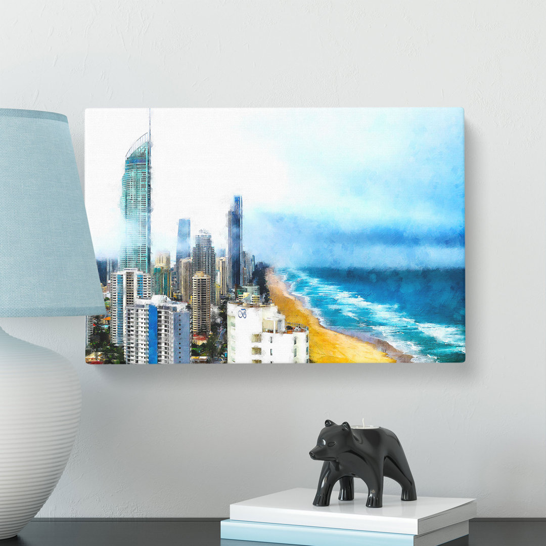 Gold Coast Skyline In The Clouds - Wrapped Canvas