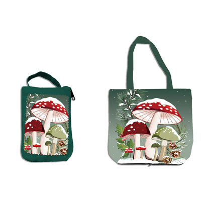 Woodland Winter Mushrooms Compact Tote Bag