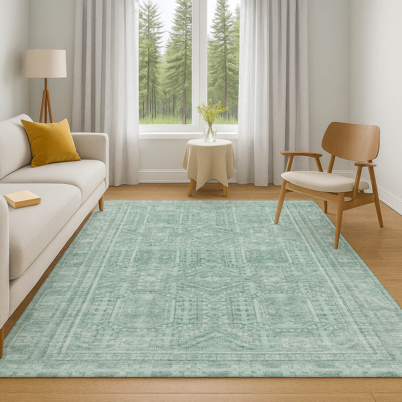 Premium Machine Washable Mayfield AMF1920 Border Rug, Rectangle 8' x 10'