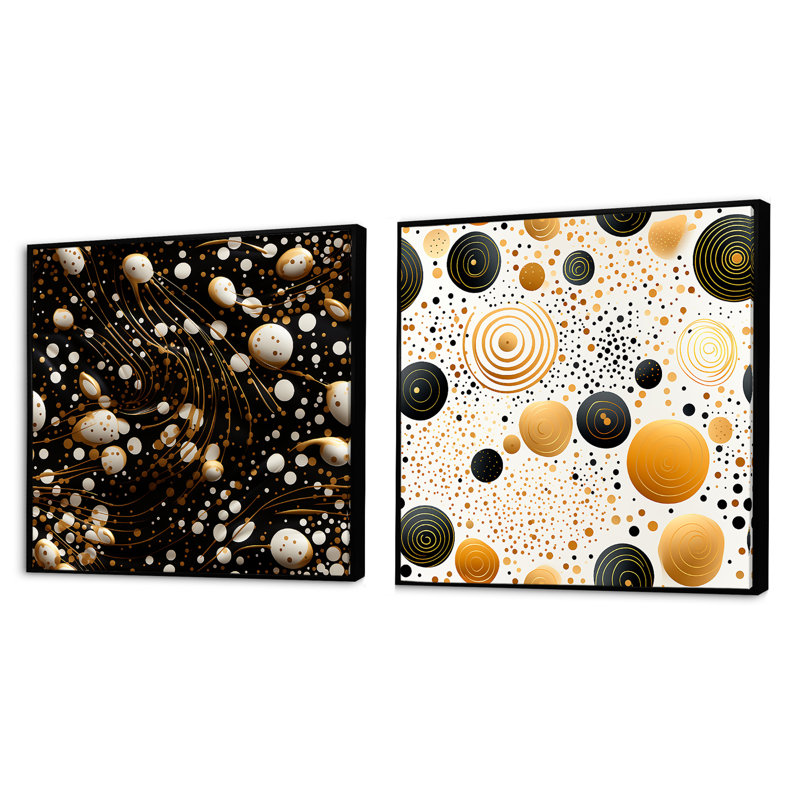 Claytie - Ensemble de 2 collages carrés à formes abstraites, Cadre flottant noir, H 36 po x l 73 po