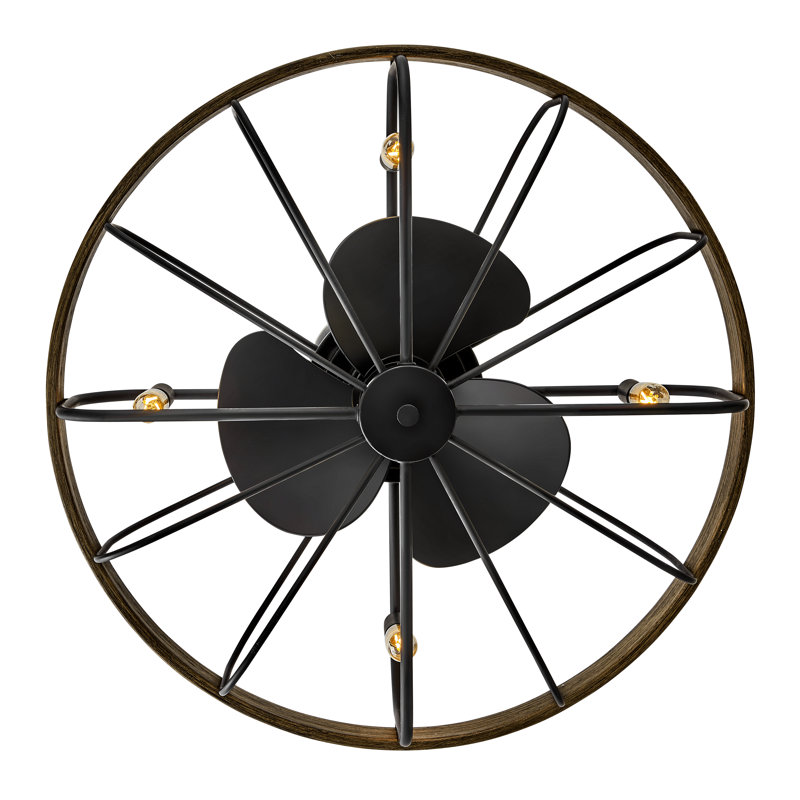 Hinkley Eli LED Fandelier, Matte Black, Matte Black/Brown