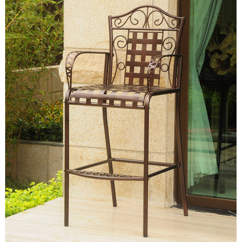 Apisan Metal Outdoor 28'' Bar Stool, Bronze