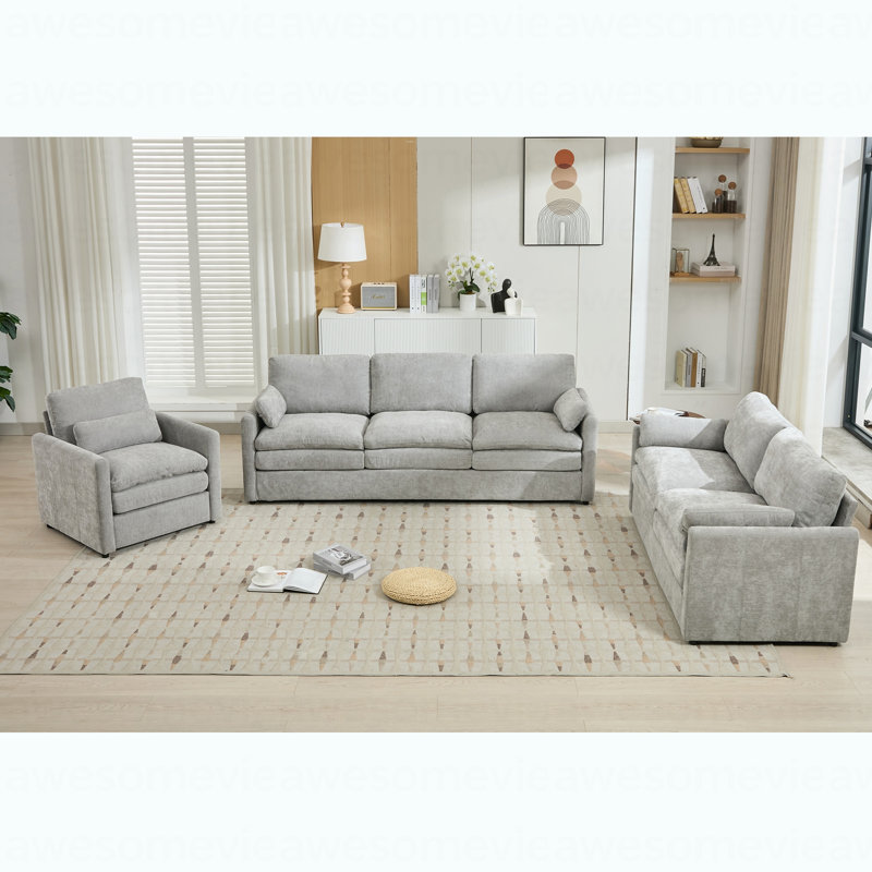 Ensemble de canapé rembourré Cozy surdimensionné Comfy Cloud Sofa, Gris clair