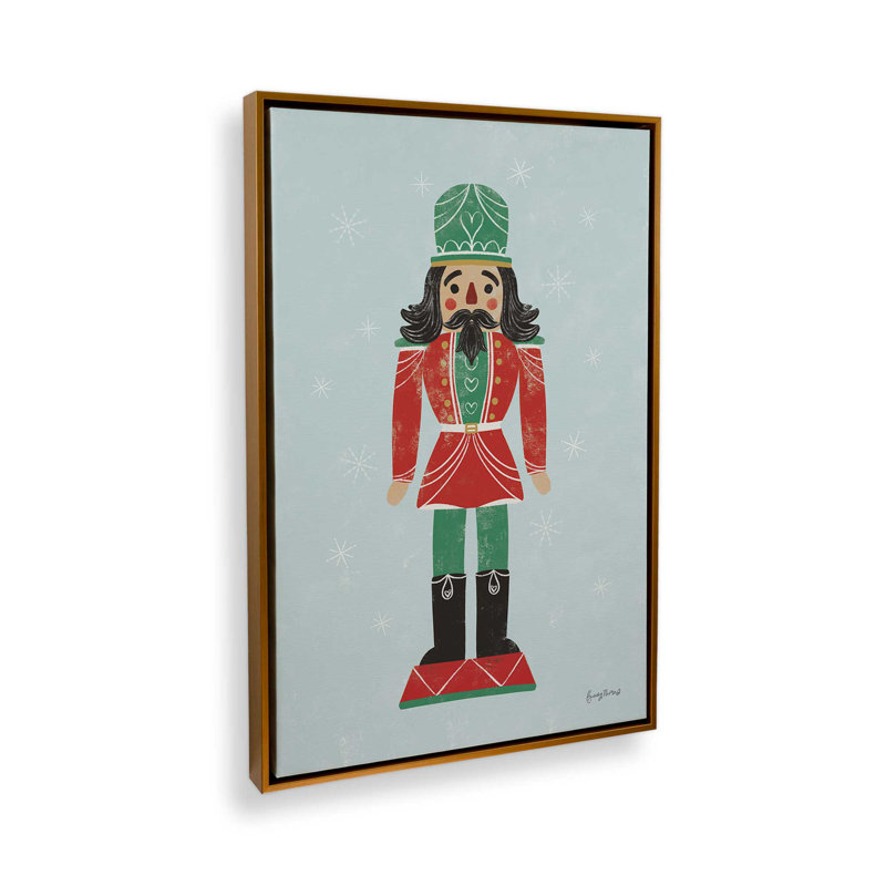 «Holiday Nutcracker I», reproduction sur toile dans un cadre en chrome poli, Cadre doré, H 48,75 po x l 32,75 po x P 1,75 po