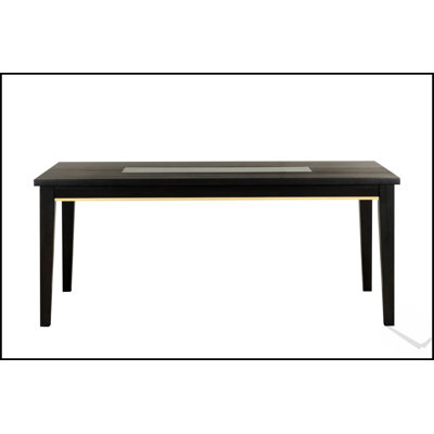Table de salle à manger contemporaine espresso avec insert de miroir élégant pour la cuisine et la salle à manger moderne
