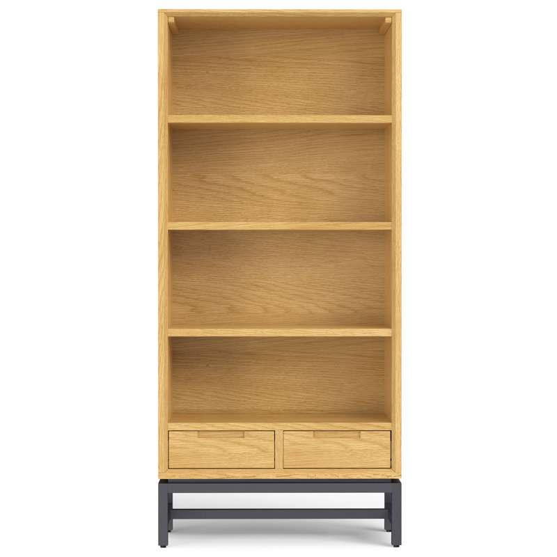 Banting Oak Wood and Metal Adjustable Bookcase with Drawers