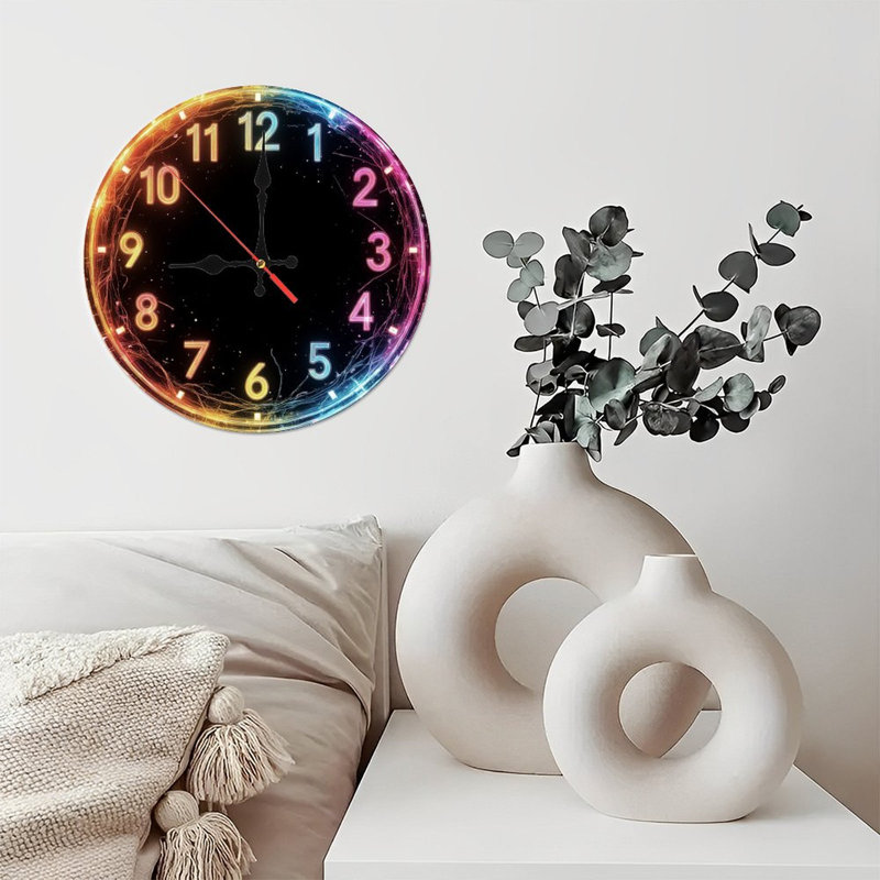 Glowing Rainbow Clock Numbers