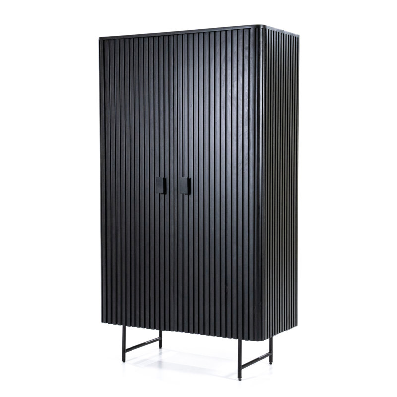 Remi Solid Wood Accent Cabinet, Black