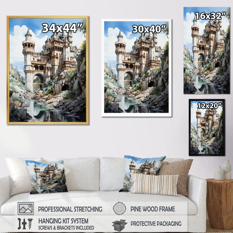 Fortress Majestic Guardians VII - Cityscapes, reproduction d'art sur toile, H 40 po x l 30 po x P 1,5 po, Cadre flottant doré