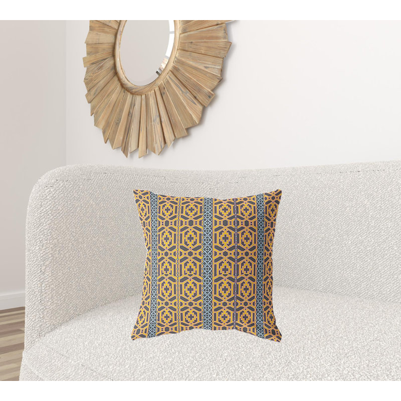 Coussin décoratif 20 po x 20 po Broadcloth Floral, Floral jaune / brun
