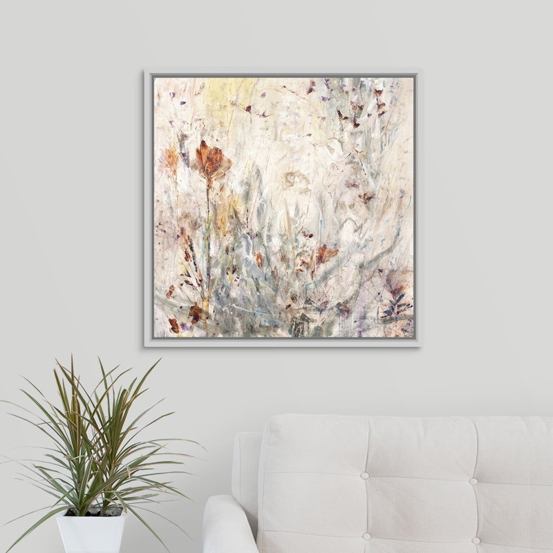 « natural luxe », peinture sur toile, Cadre flottant blanc, H 13,7 po x l 13,7 po x p 1,75 po