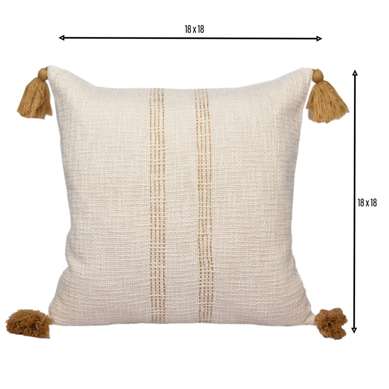 Ardenmead Hand Made Embroidered Throw Pillow, Yellow