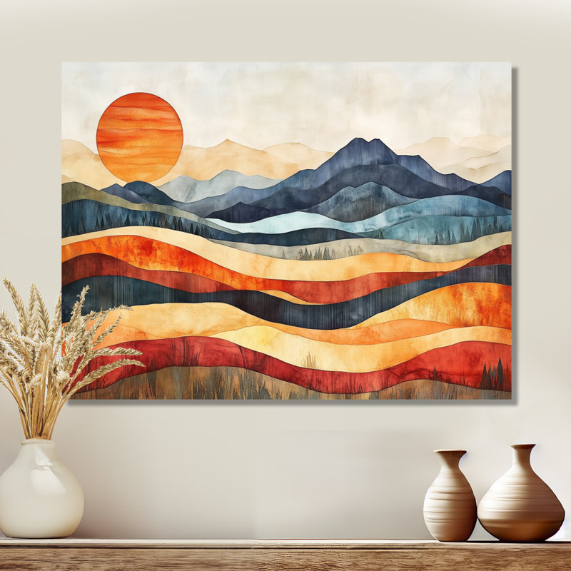 «Bold Earth Horizon», impression d'art moderne sur métal, paysages abstraits, L 44 po x H 34 po