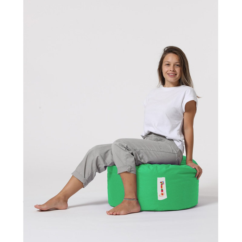 Pouf de jardin imperméable - 100% perle de styromousse originale, vert, 21,7 po de diamètre x 11,8 po de hauteur | 100% polyester, système de fermeture à glissière dissimulé, non doublé | Idéal pour le divertissement extérieur moderne et la détente
