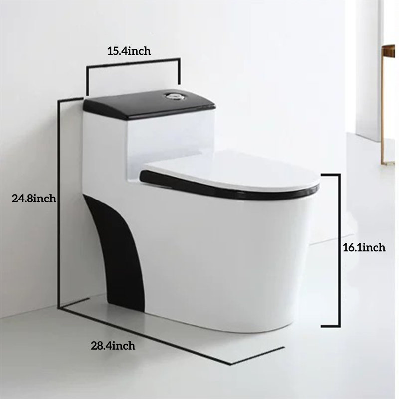 Toilette monobloc allongée au sol 1,6 gallons GPF (siège inclus)
