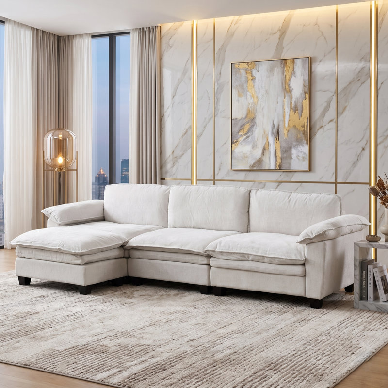 Canapé modulaire Chenille, À 3 places, Beige