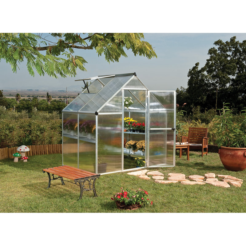 Mythos 6 Ft W x 4 Ft D Greenhouse, 208cm H x 185cm W x 126cm D, Silver
