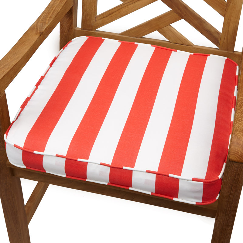 Outdoor 3'' Dining Chair Seat Cushion, Stripe Coral, 20" W x 20" D