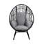 Ensemble de 3 chaises à œufs pour patio (modèle 3) avec table d'appoint en rotin et coussin