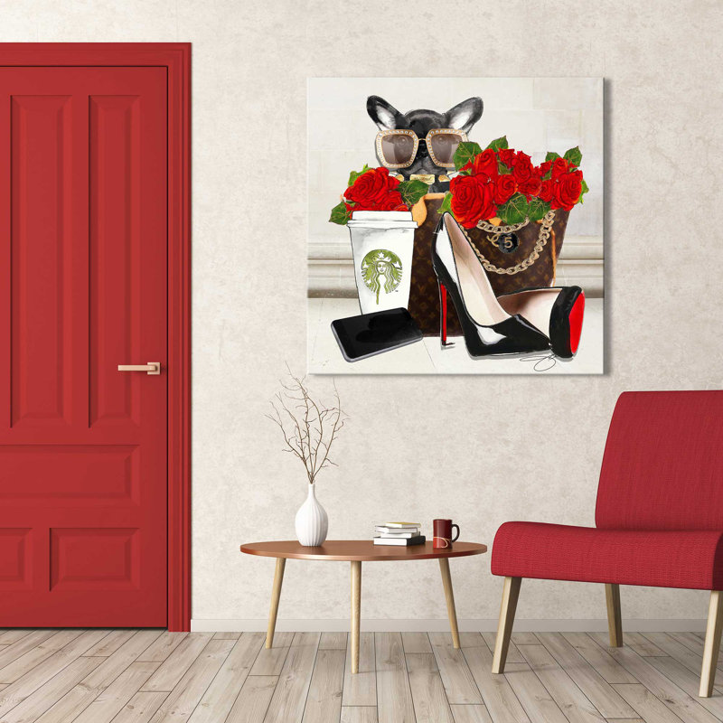 Fashion Frenchie (Square) par Antonyus Bunjamin (Abe) - impression, H 28 po x l 28 po x P 1,5 po, Toile tendue