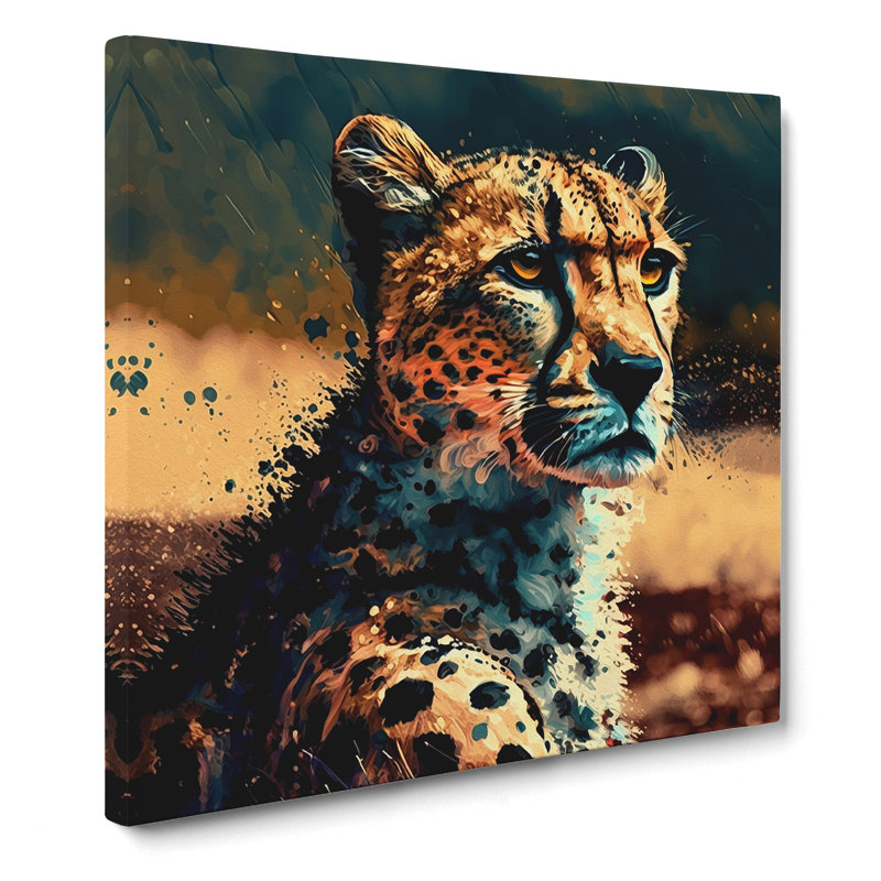 Cheetah Post-Impressionism No.2 - No Frame Print, 35cm H x 35cm W x 3cm D