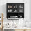 Armoire de salle de bain murale noire à 3 portes avec panneaux de verre et tablettes ouvertes