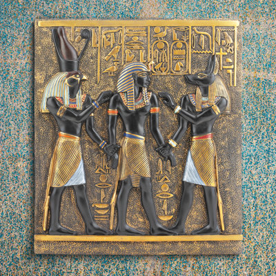 Sculpture murale Ramsès I entre Horus et Anubis