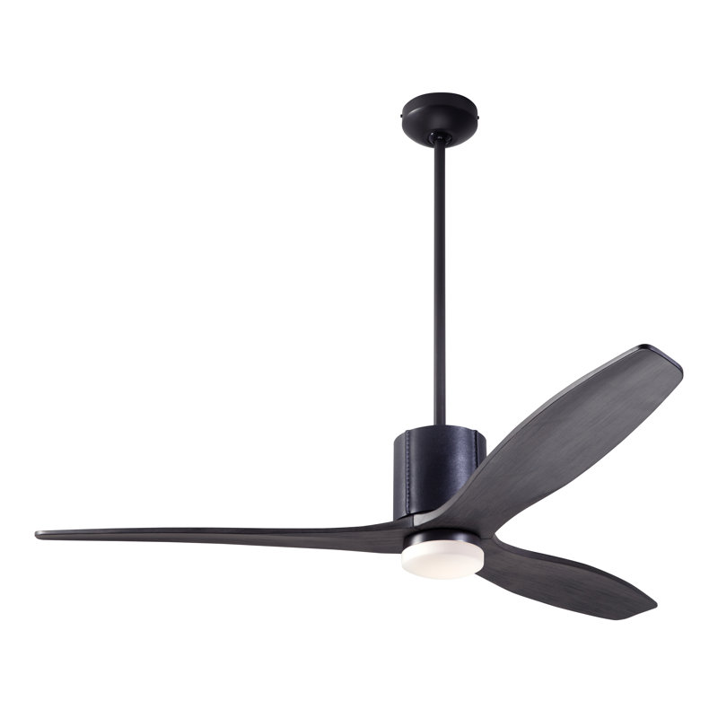 LeatherLuxe 54'' Ceiling Fan with LED Lights, Dark Bronze/Black, Ebony, Wall/Remote Combo Controls