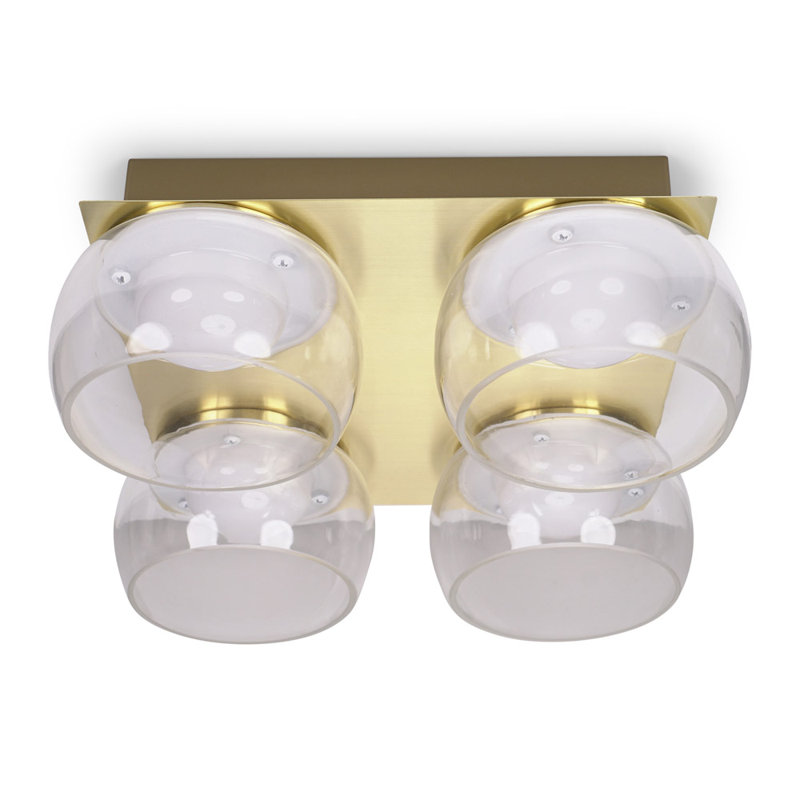 Adelyna Glass LED Flush Mount, Gold, Clear