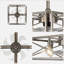 Ventilateur de plafond 20 po en nickel brossé à 4 lumières avec lumière et télécommande, ventilateur industriel en forme de cube pour chambre à coucher, salon