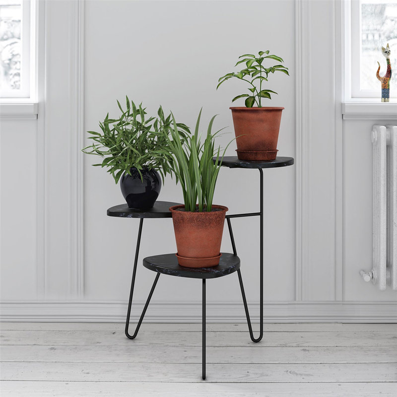Montegue Plant Stand, Black Marble