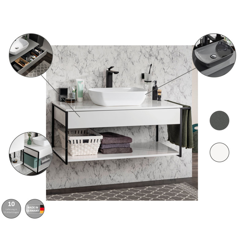 87cm Single Bathroom Vanity Base Only, Grey