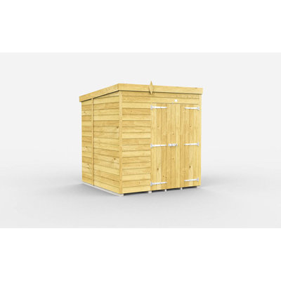 7ft x 7ft Pent Shed - Double Door without Windows